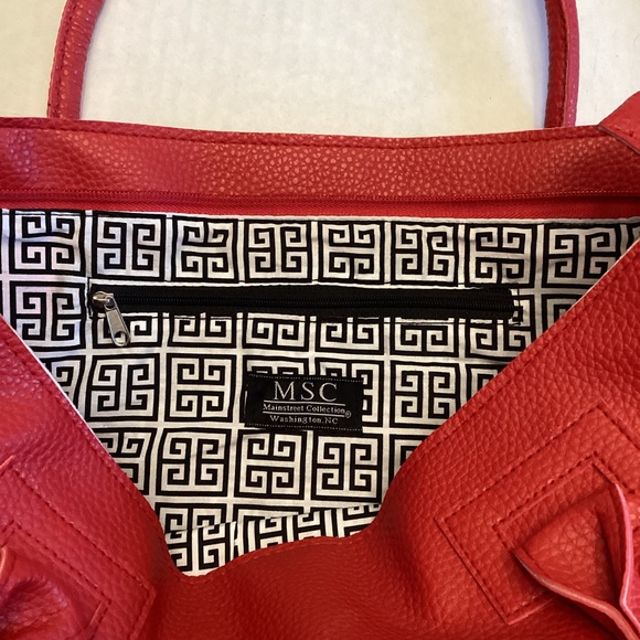 NWOT red faux pebbled leather tote by Mainstreet Collection - Picture 1 of 7